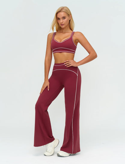 Women’s 2-Piece Workout Set with Racerback Top and Wide Leg Pants