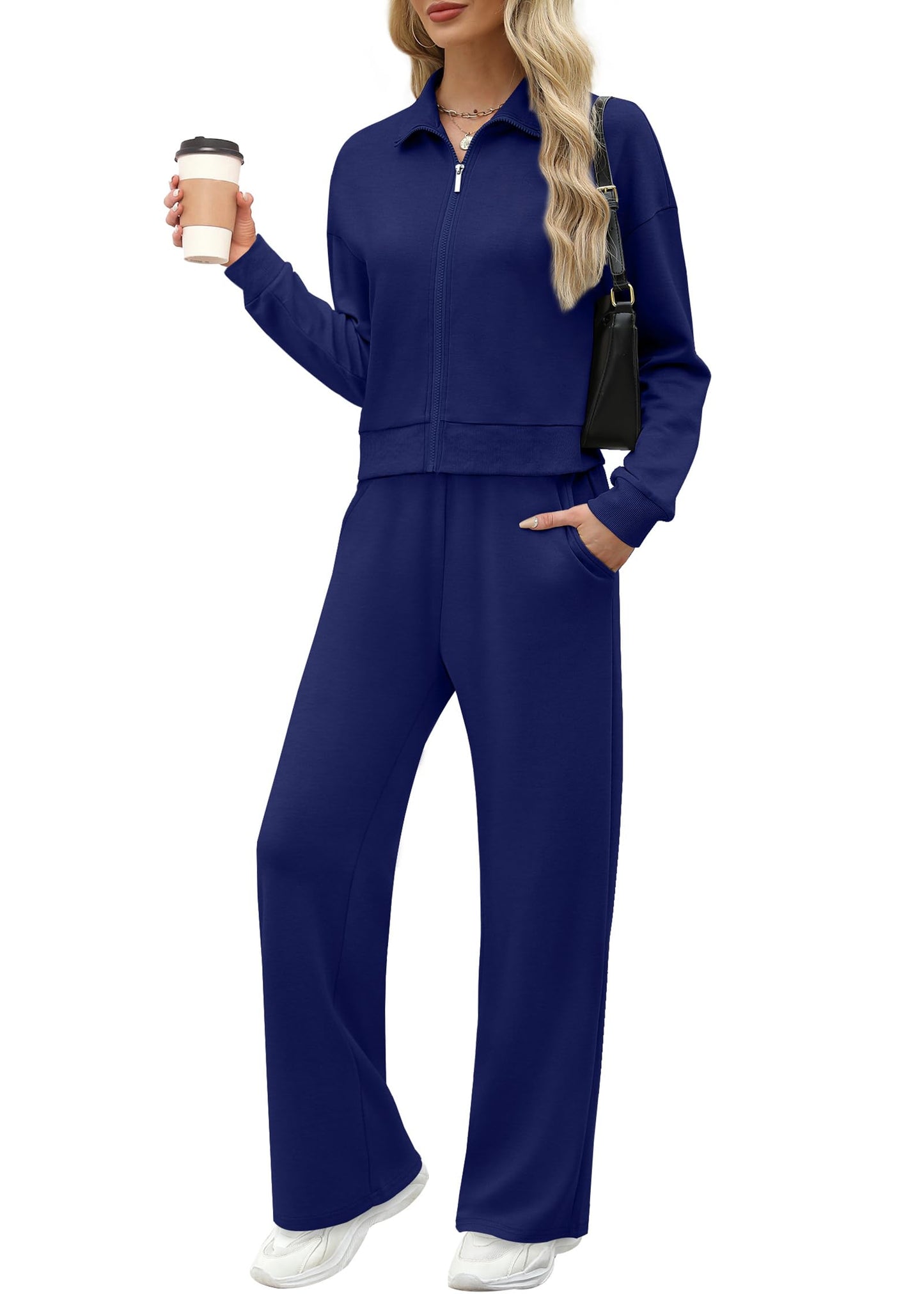 Women’s Lounge Set 2-Piece Sweatshirt & Wide Leg Pants Tracksuit