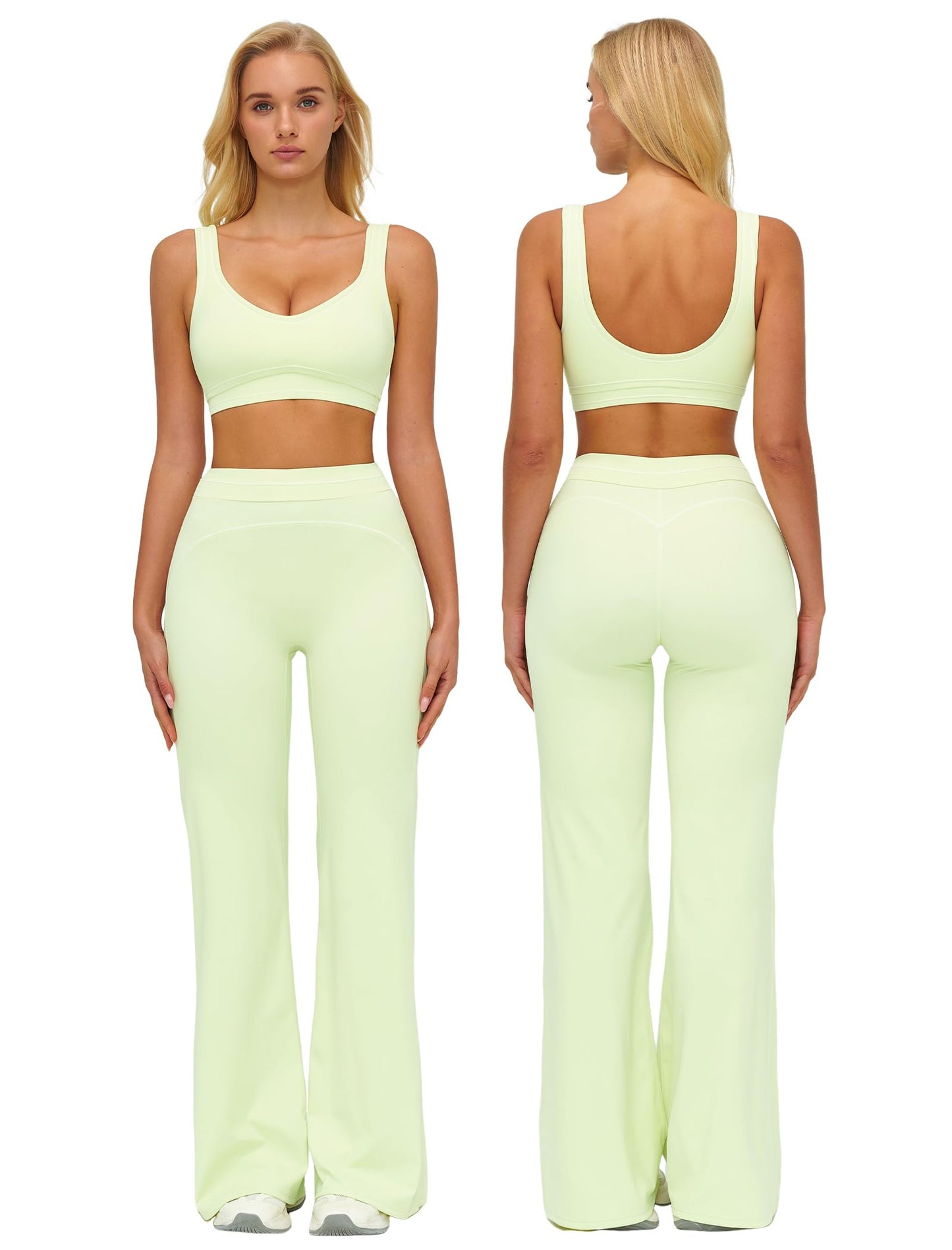 Women’s 2-Piece Workout Set with Racerback Top and Wide Leg Pants