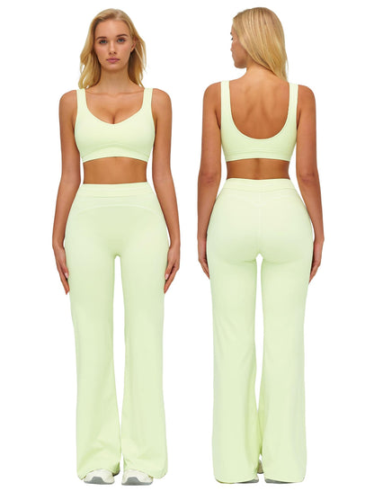 Women’s 2-Piece Workout Set with Racerback Top and Wide Leg Pants