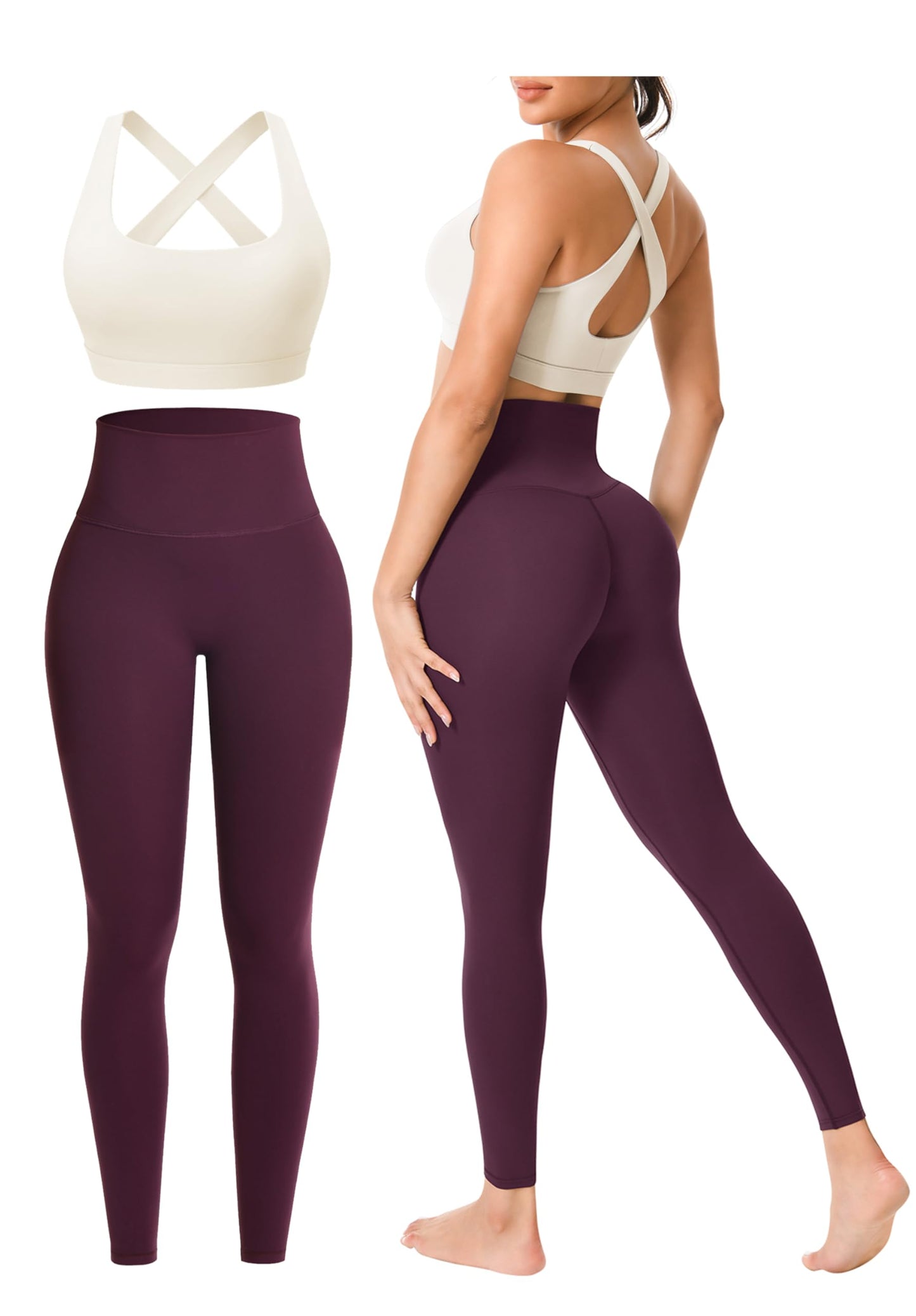 Women’s 2-Piece Seamless Workout Set with Sports Bra and High Waist Leggings