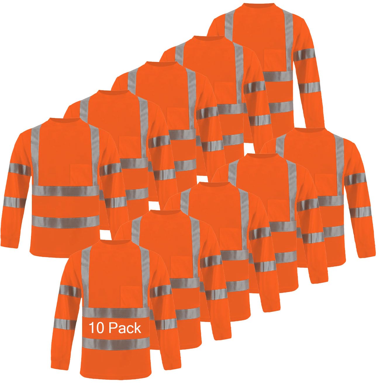 Unisex High Visibility Long Sleeve Reflective Safety Shirt with Pocket