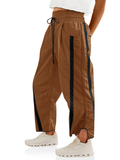 Women’s Baggy Wide Leg Track Pants with Drawstring Waist