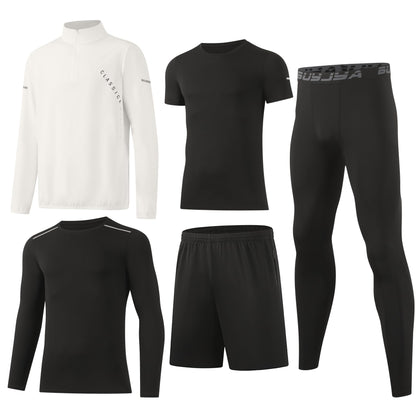 Men’s 5-Piece Workout Set with Compression Pants and Jacket