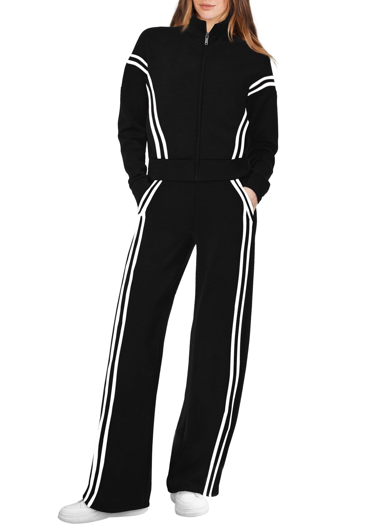 Women’s Lounge Set 2-Piece Sweatshirt & Wide Leg Pants Tracksuit