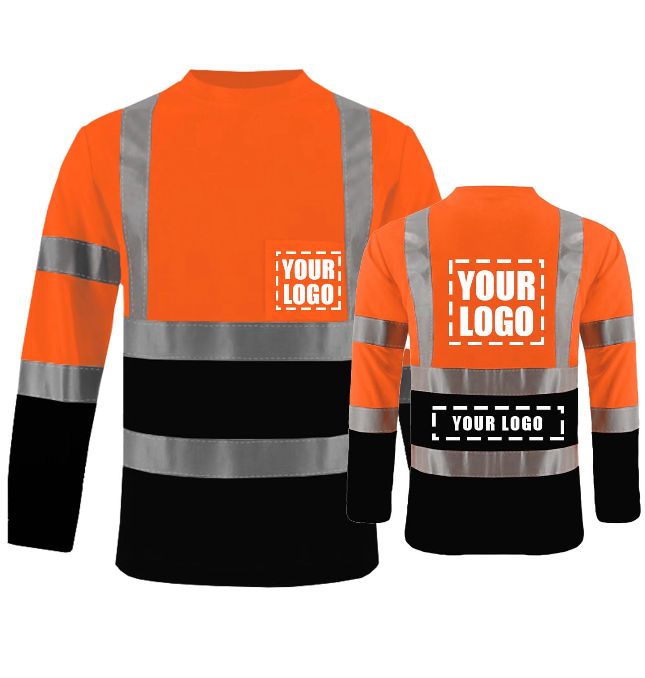 Unisex High Visibility Long Sleeve Reflective Safety Shirt with Pocket