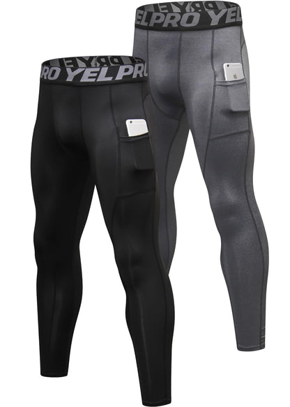 Men’s 3-Pack Compression Leggings with Pockets