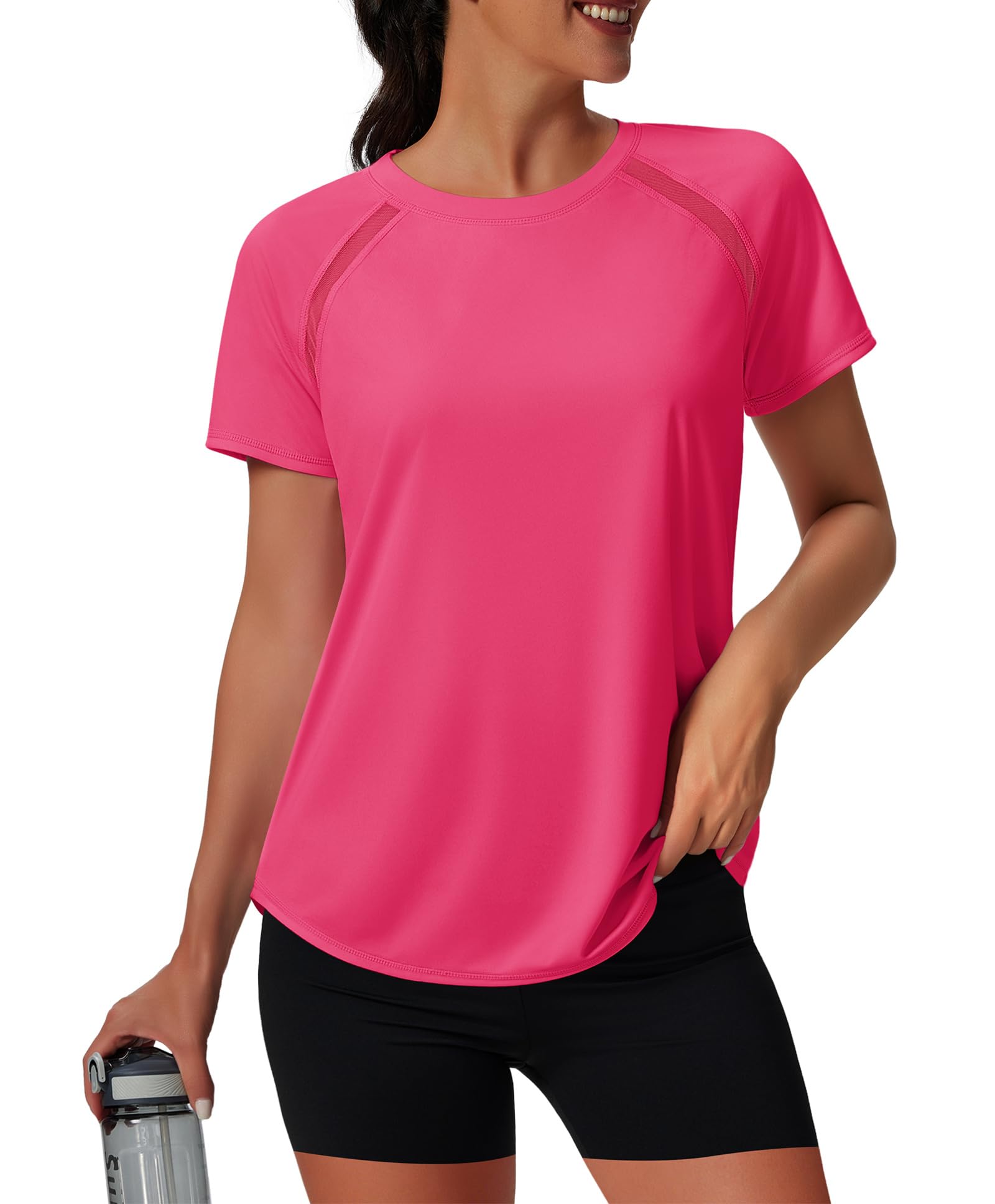 Women’s Short Sleeve Workout Top with Mesh Panels