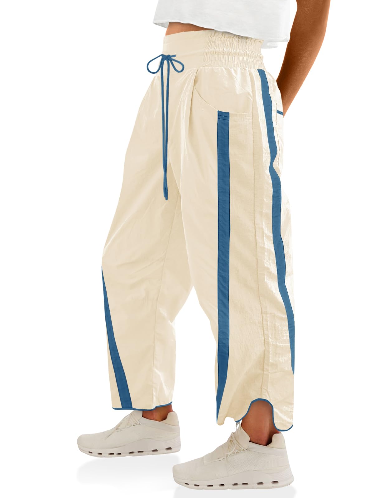 Women’s Baggy Wide Leg Track Pants with Drawstring Waist