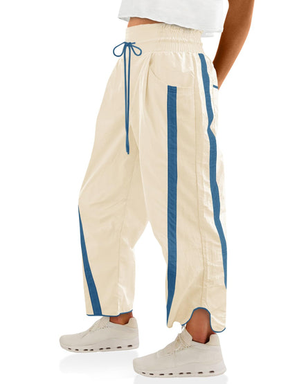 Women’s Baggy Wide Leg Track Pants with Drawstring Waist