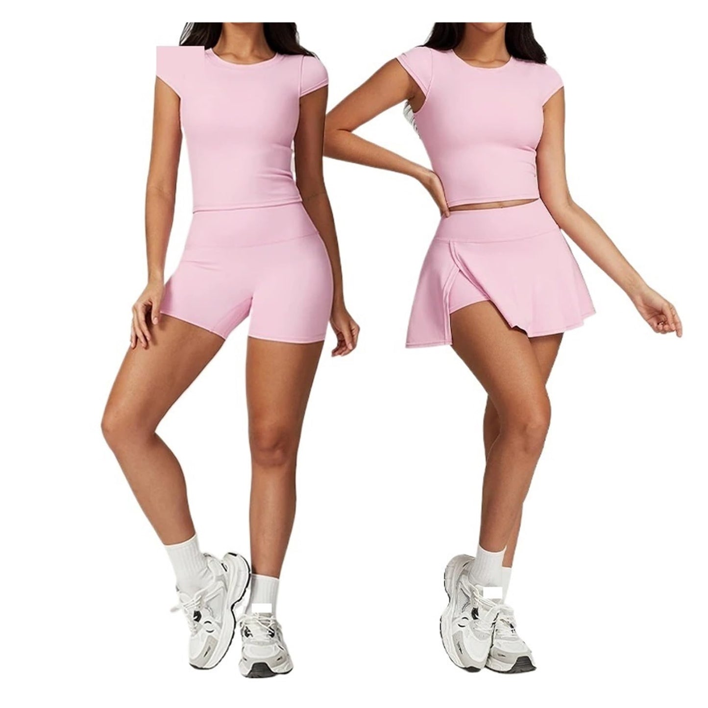Women’s 2-Piece Workout Tracksuit Set with Shorts and Skirt Option
