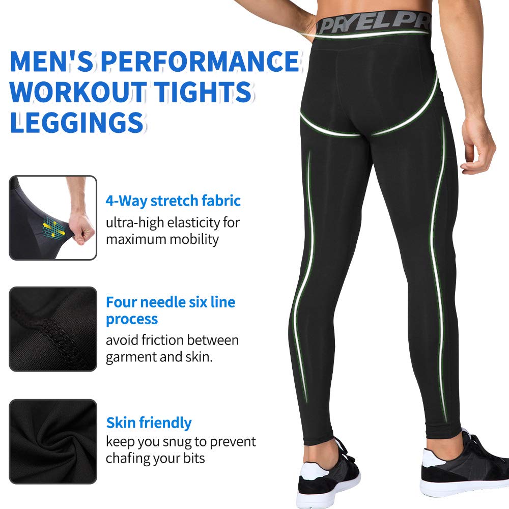 Men’s 3-Pack Compression Leggings with Pockets