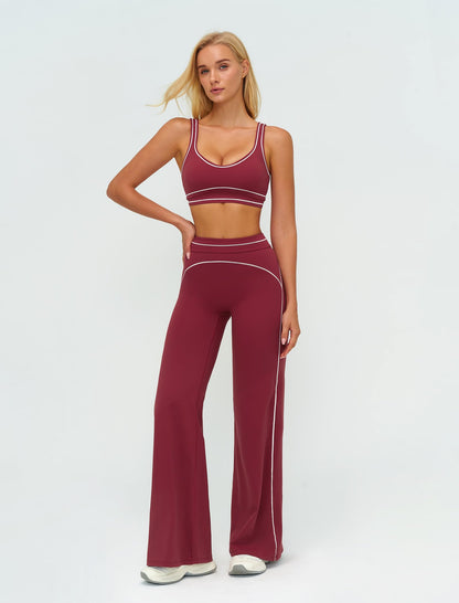 Women’s 2-Piece Workout Set with Racerback Top and Wide Leg Pants