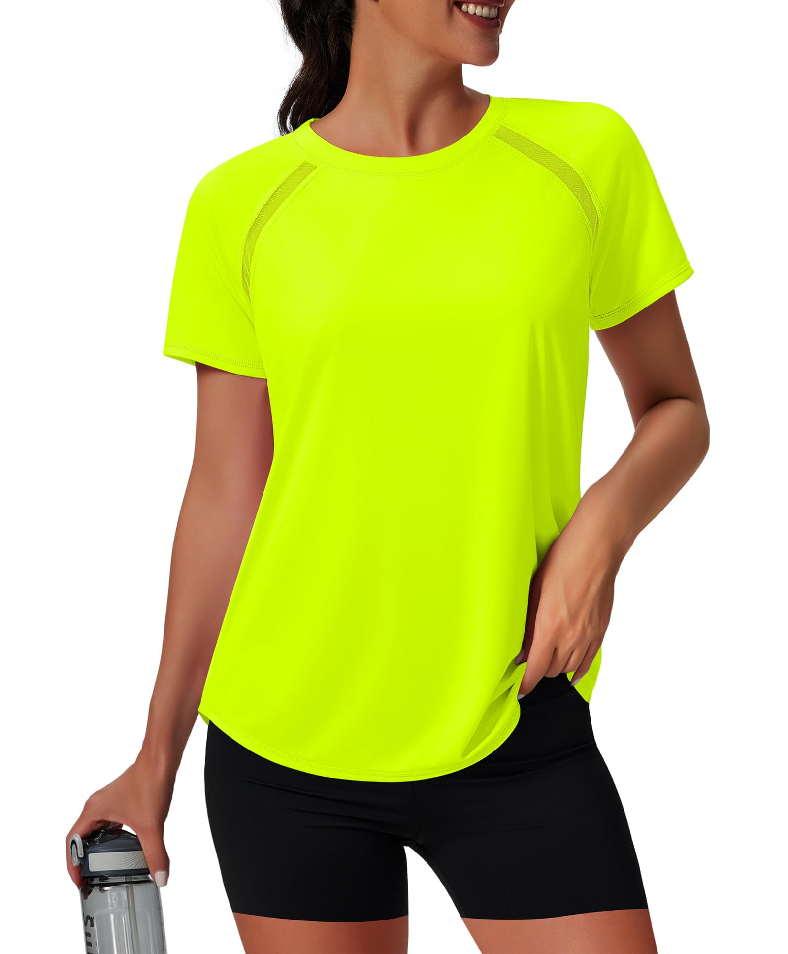 Women’s Short Sleeve Workout Top with Mesh Panels