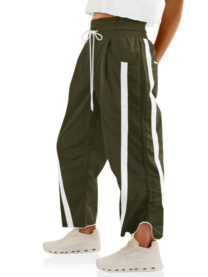 Women’s Baggy Wide Leg Track Pants with Drawstring Waist