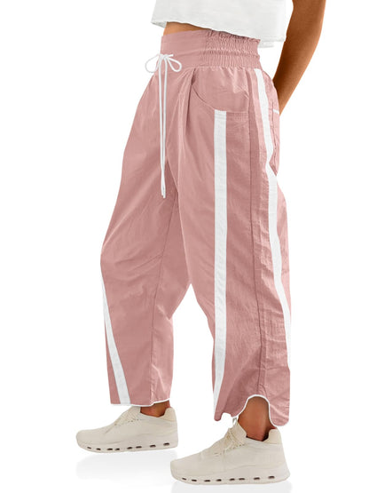Women’s Baggy Wide Leg Track Pants with Drawstring Waist