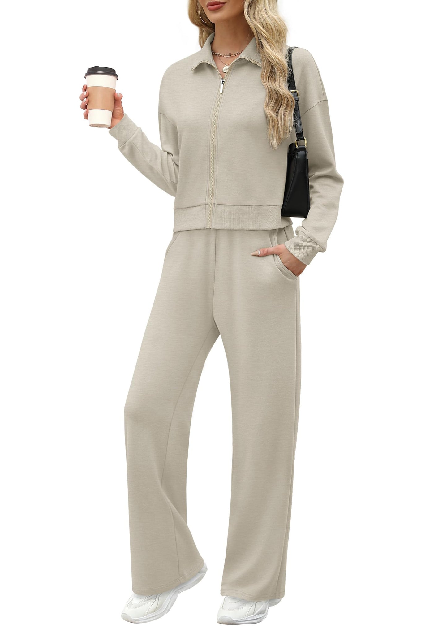Women’s Lounge Set 2-Piece Sweatshirt & Wide Leg Pants Tracksuit