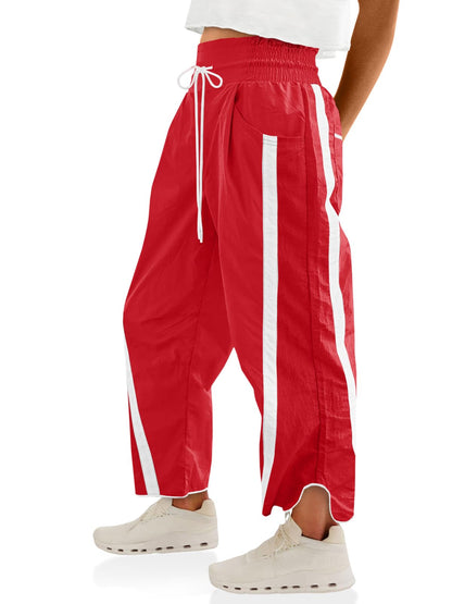 Women’s Baggy Wide Leg Track Pants with Drawstring Waist