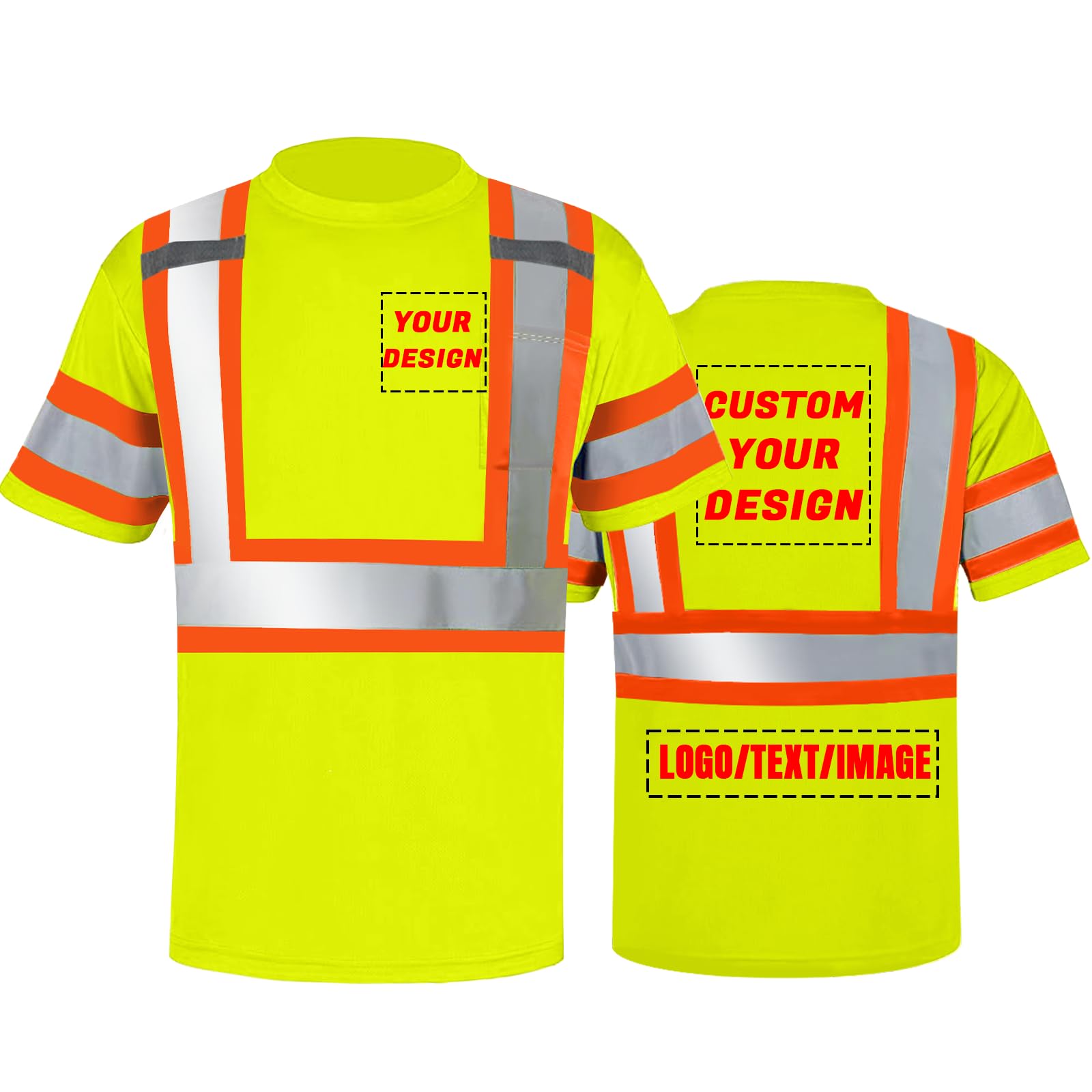 Unisex High Visibility Long Sleeve Reflective Safety Shirt with Pocket