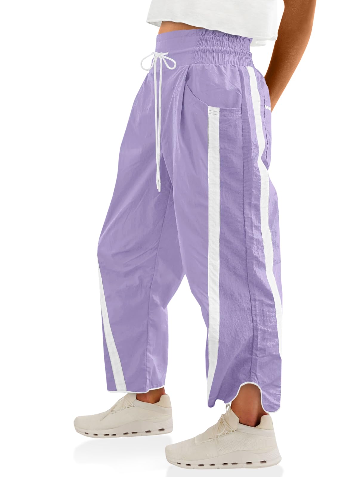 Women’s Baggy Wide Leg Track Pants with Drawstring Waist