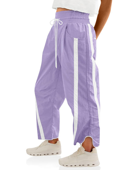 Women’s Baggy Wide Leg Track Pants with Drawstring Waist