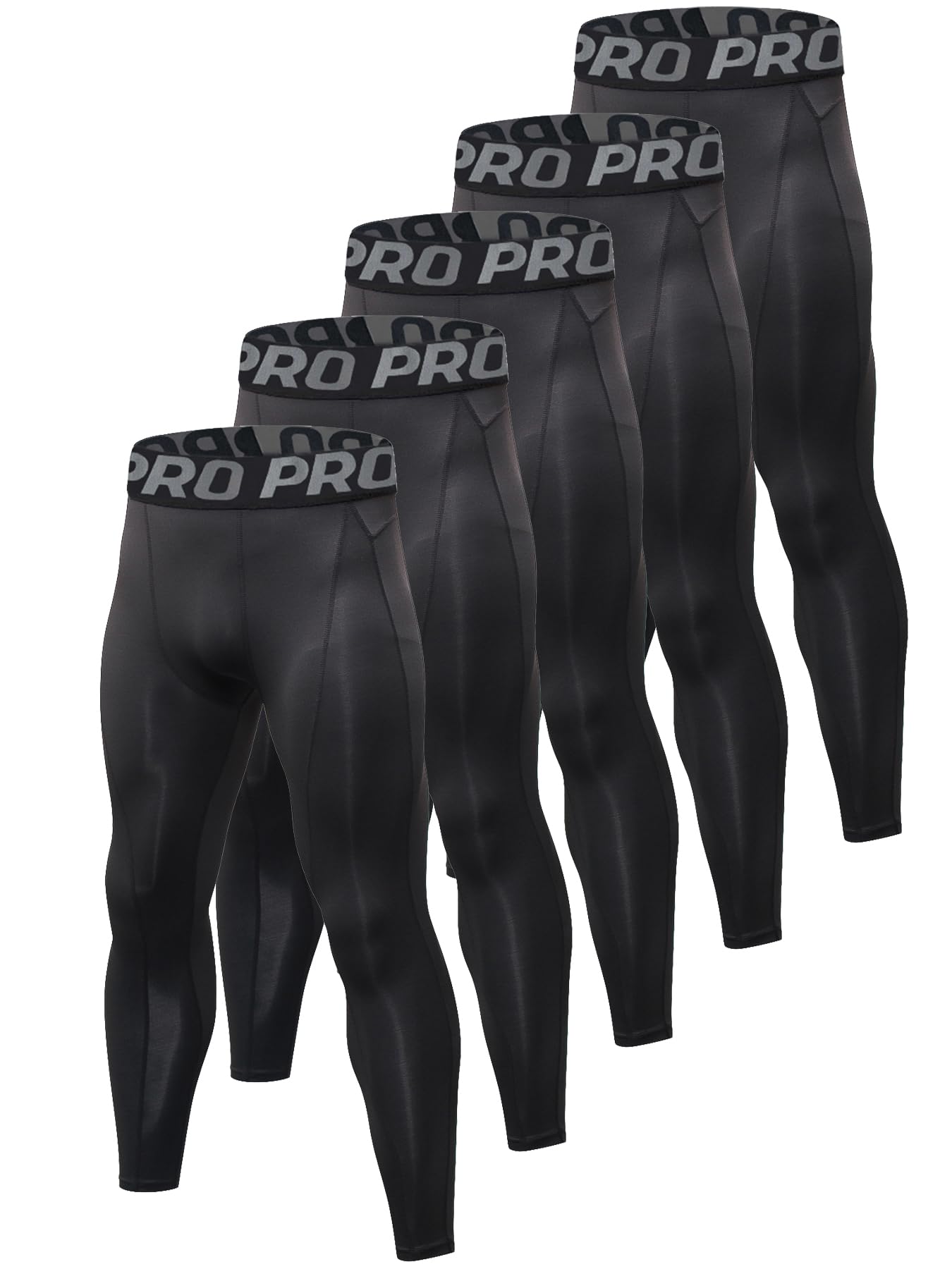 Men’s Camouflage Compression Base Layer Leggings 5-Pack