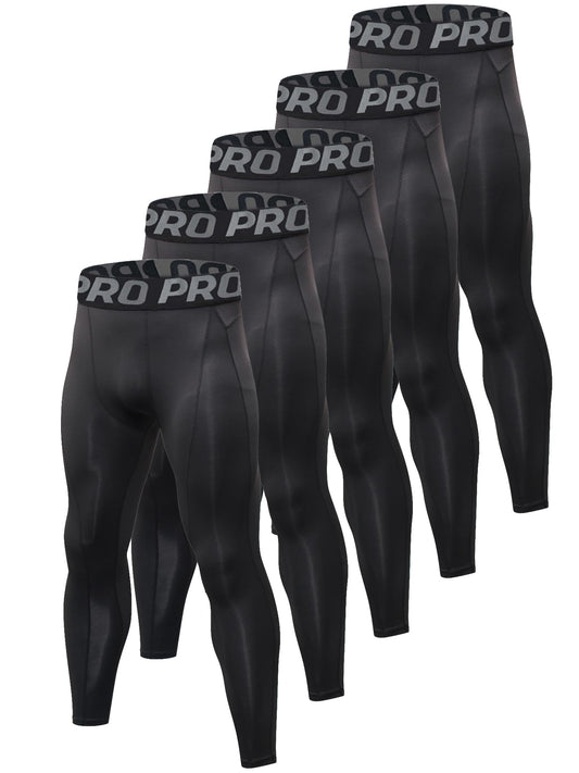 Men’s Camouflage Compression Base Layer Leggings 5-Pack