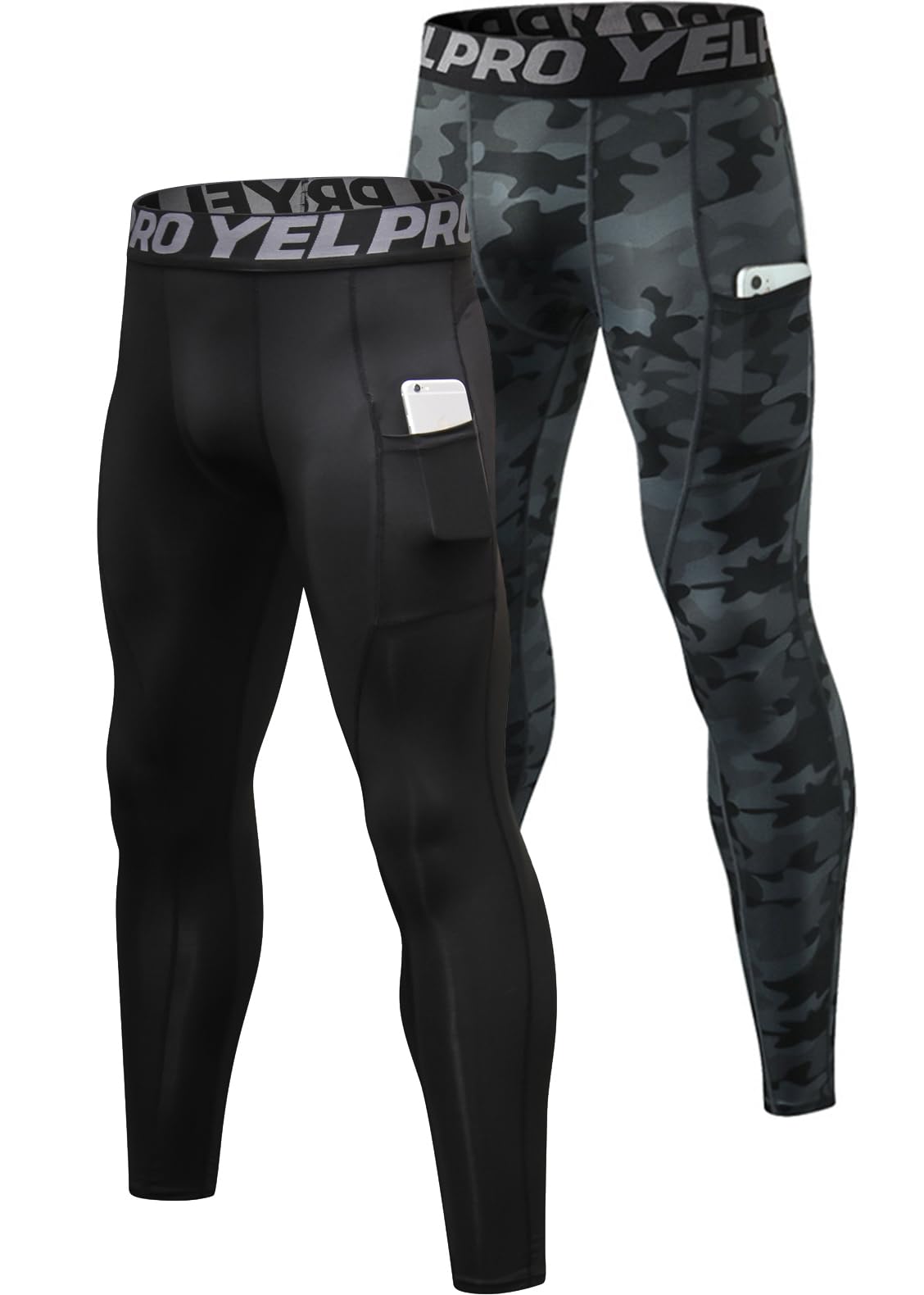 Men’s 3-Pack Compression Leggings with Pockets