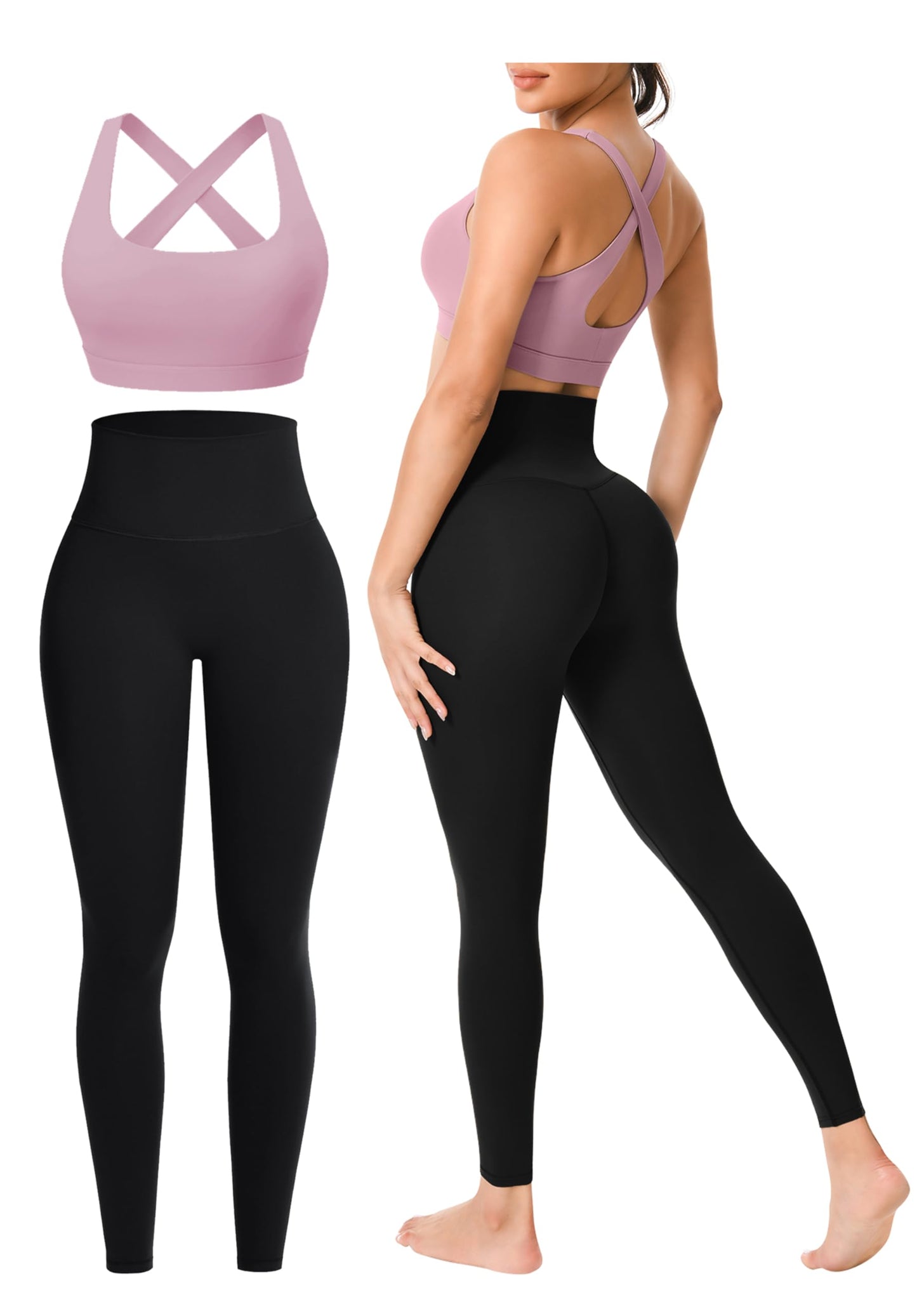 Women’s 2-Piece Seamless Workout Set with Sports Bra and High Waist Leggings