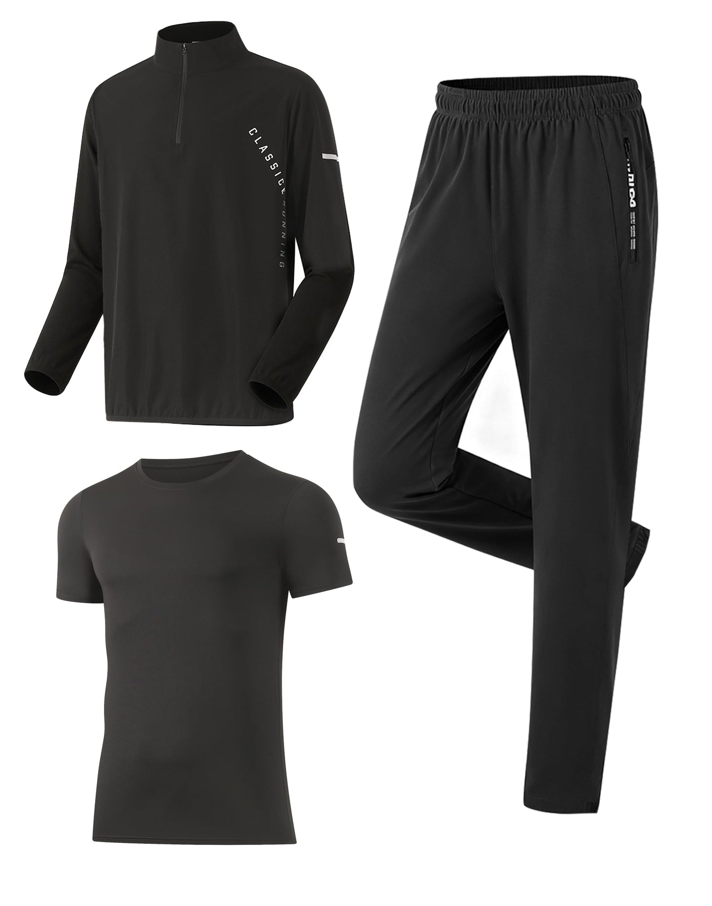 Men’s 3-Piece Windproof Tracksuit Set with Jacket and Joggers