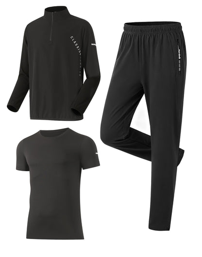 Men’s 3-Piece Windproof Tracksuit Set with Jacket and Joggers
