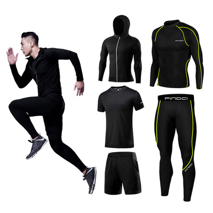 Men’s 5-Piece Workout Set with Compression Pants, Shirt and Jacket