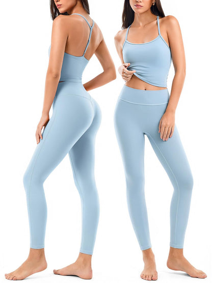 Women’s Matching Workout Set with Sports Bra and Seamless Leggings