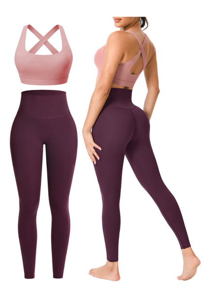Women’s 2-Piece Seamless Workout Set with Sports Bra and High Waist Leggings