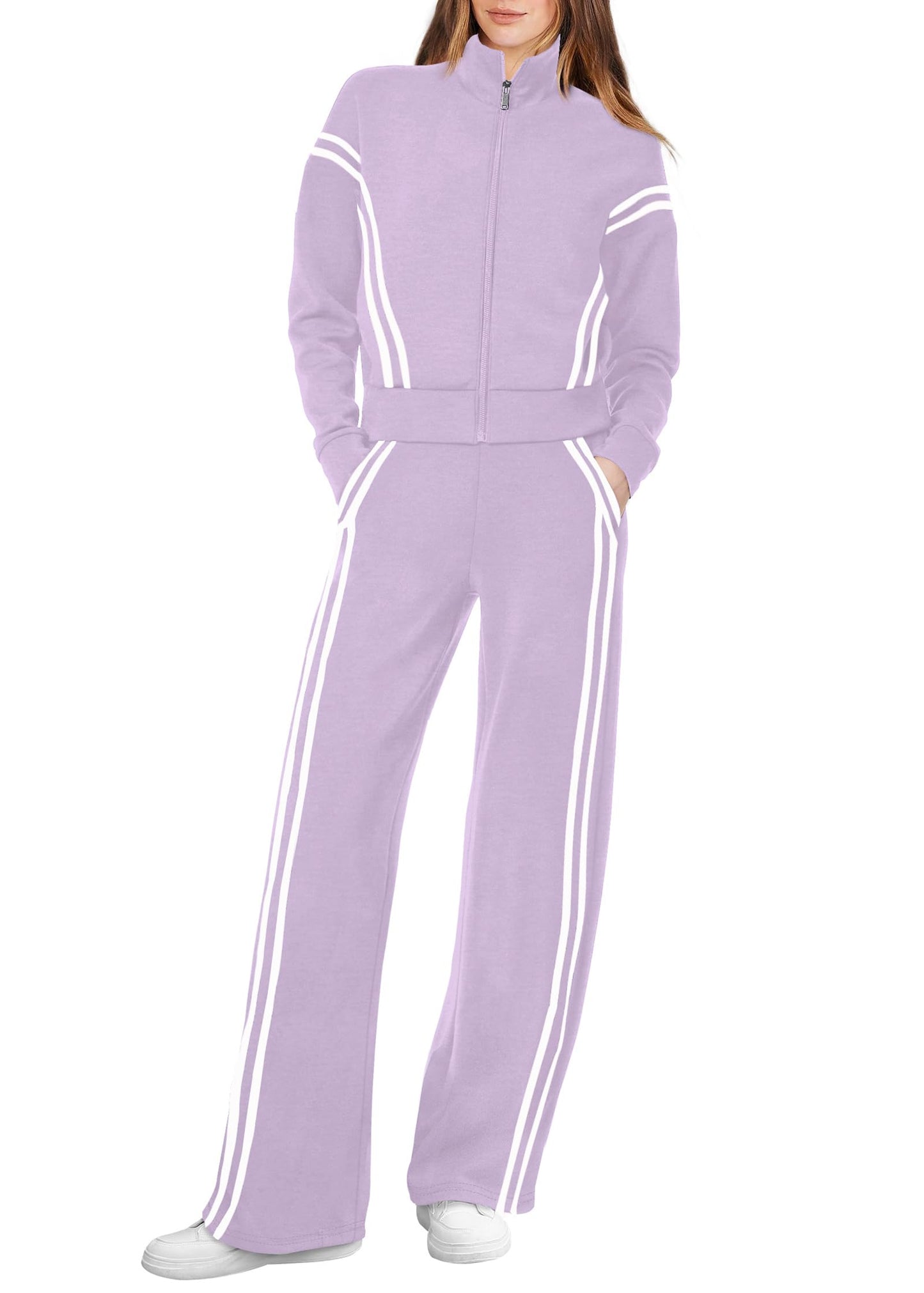 Women’s Lounge Set 2-Piece Sweatshirt & Wide Leg Pants Tracksuit