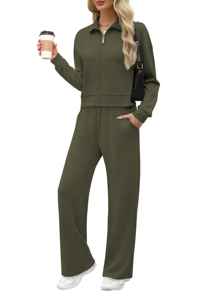 Women’s Lounge Set 2-Piece Sweatshirt & Wide Leg Pants Tracksuit