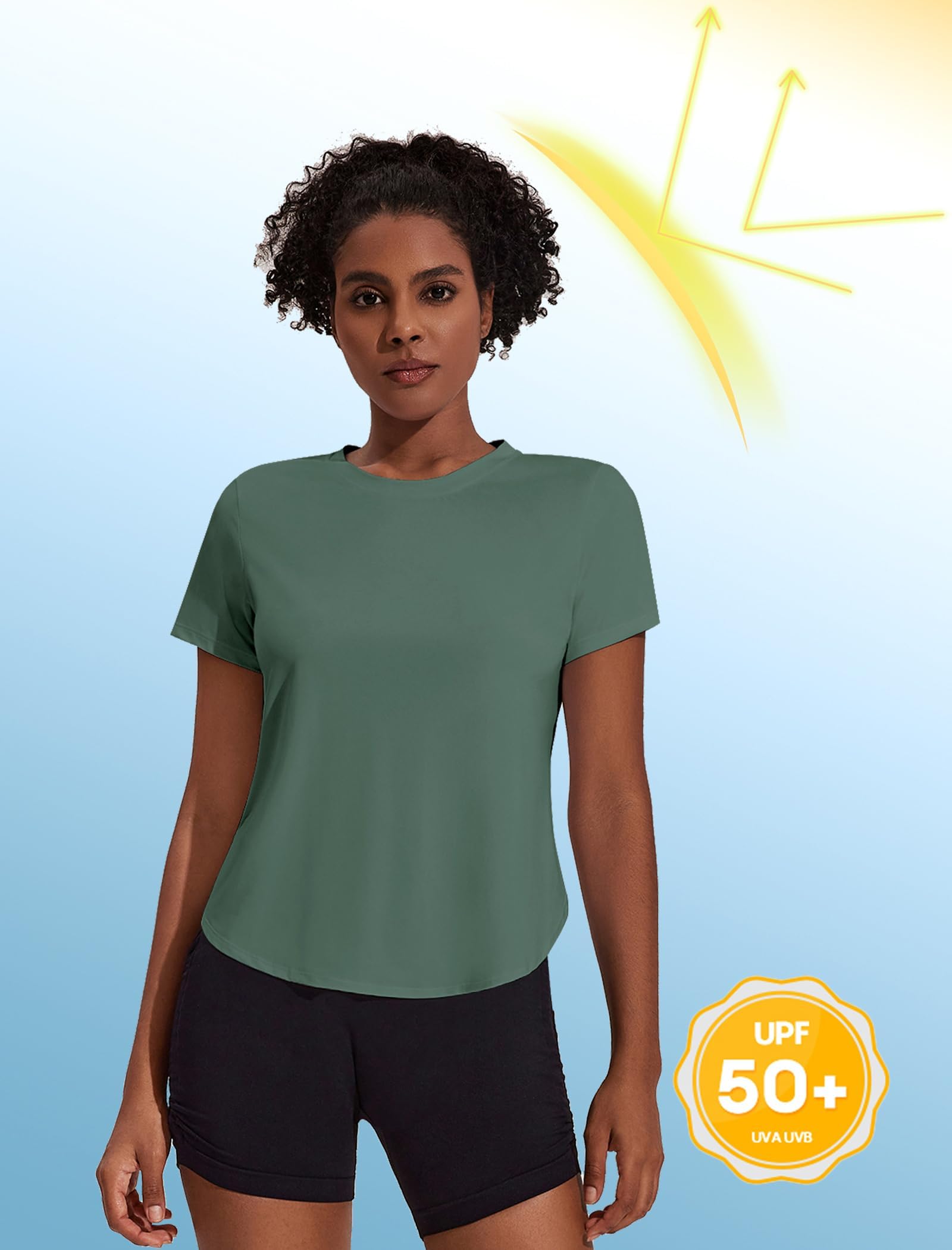 Women’s UPF 50+ Short Sleeve Workout Top with Side Slits