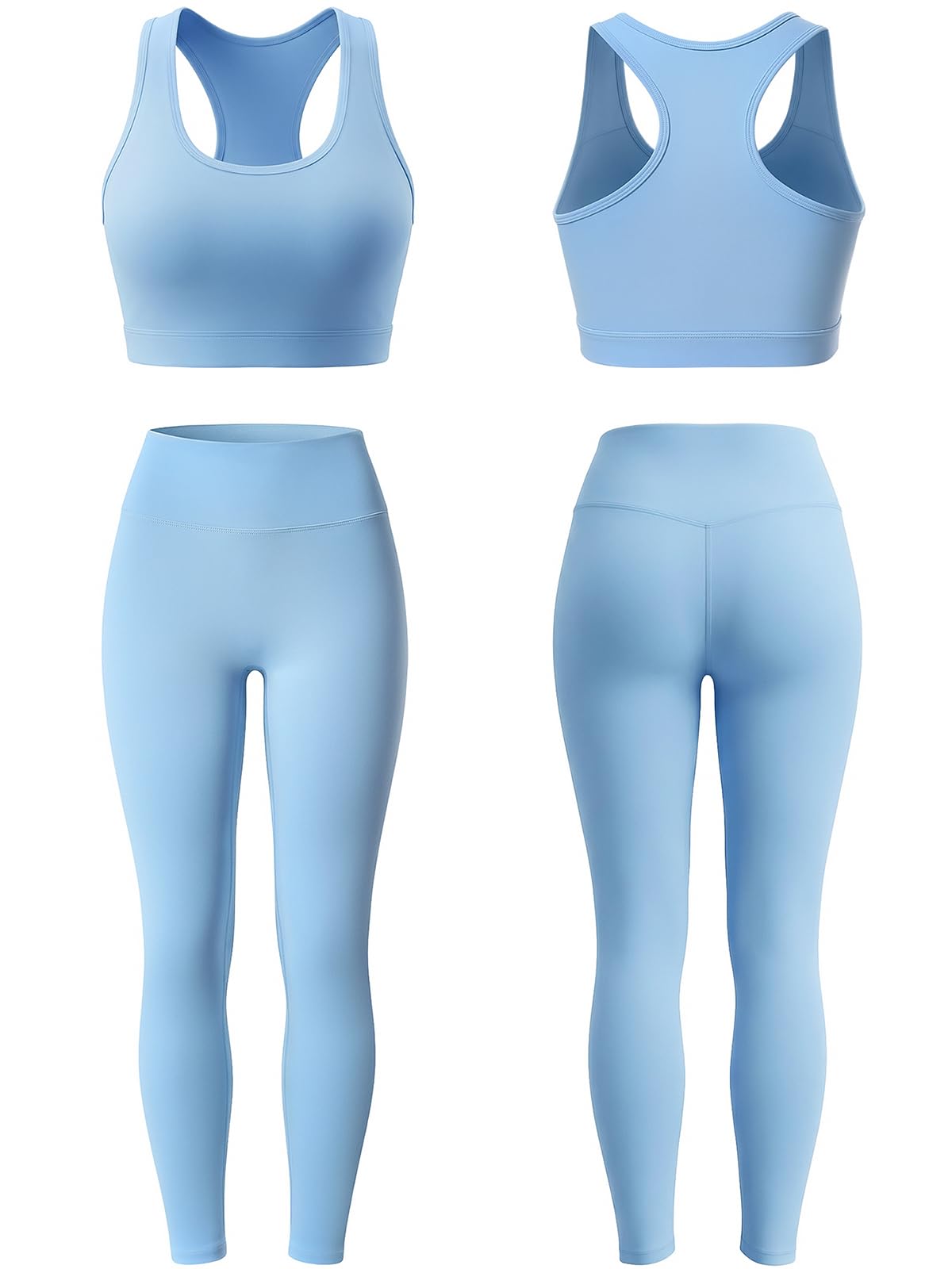 Women’s 2-Piece Butter Soft Workout Set with Sports Bra and High Waist Leggings