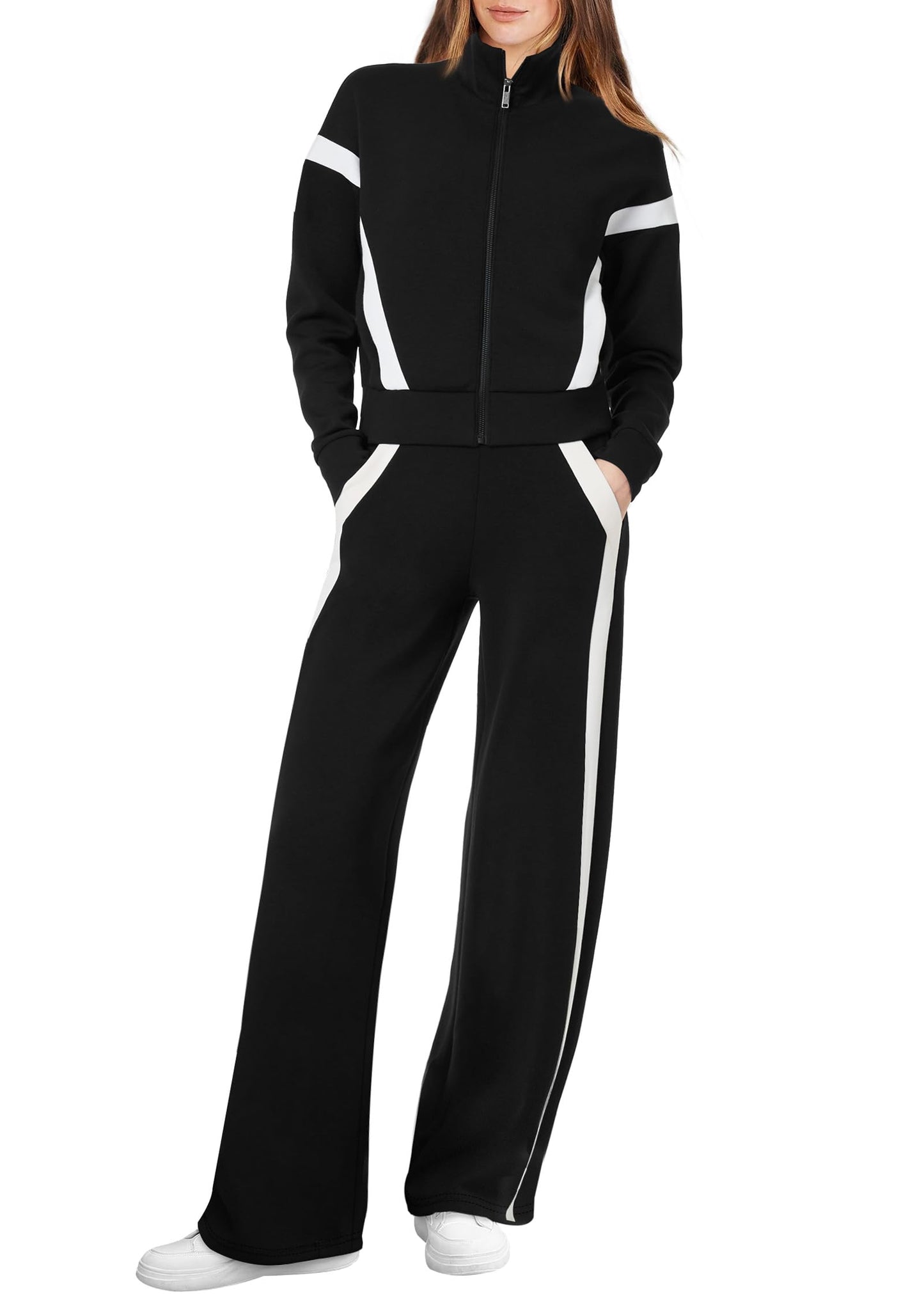 Women’s Lounge Set 2-Piece Sweatshirt & Wide Leg Pants Tracksuit