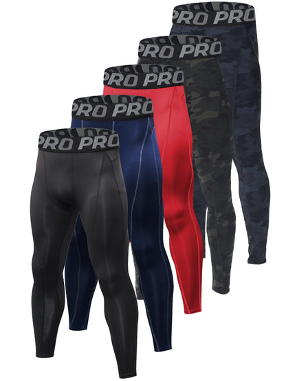 Men’s Camouflage Compression Base Layer Leggings 5-Pack