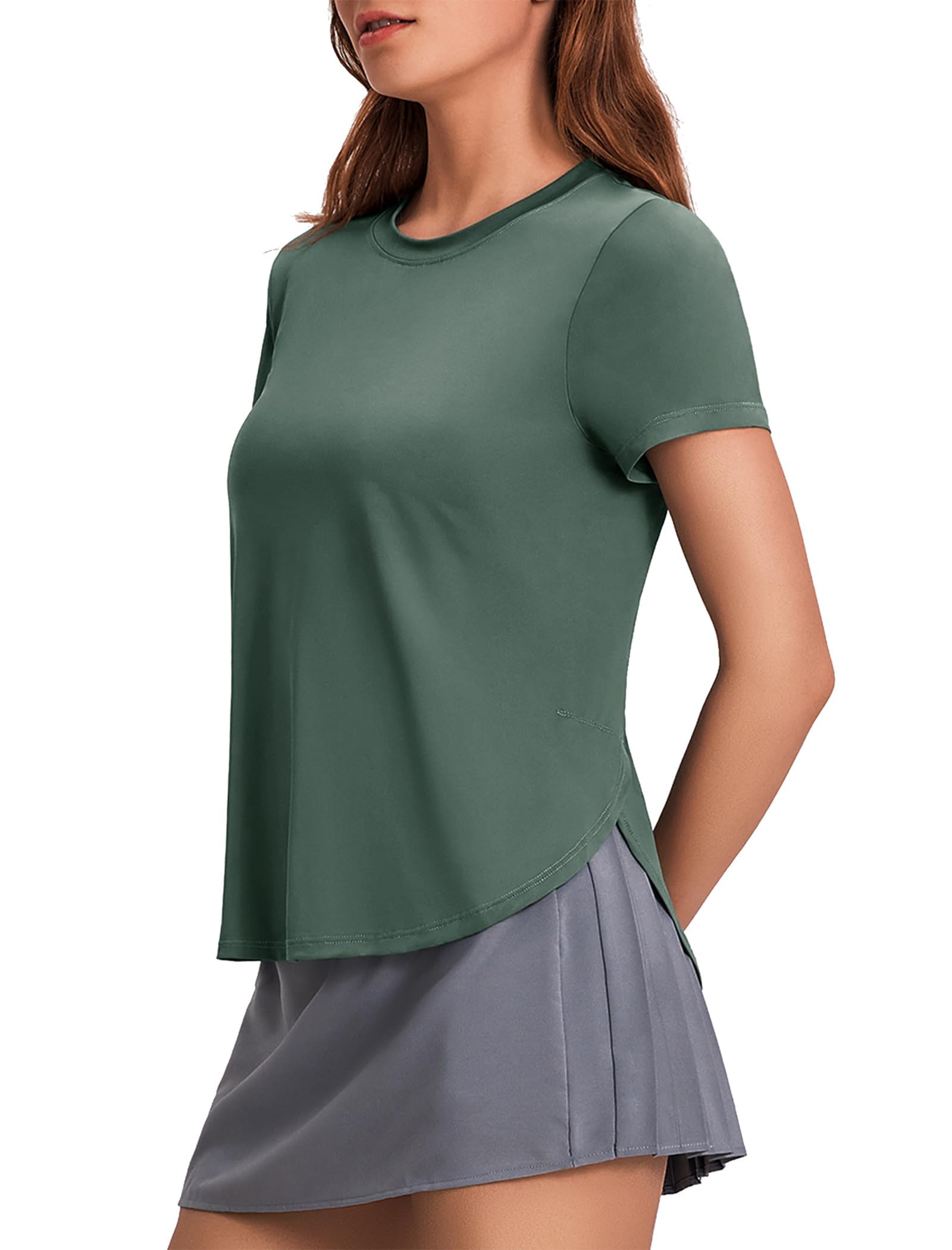Women’s UPF 50+ Short Sleeve Workout Top with Side Slits