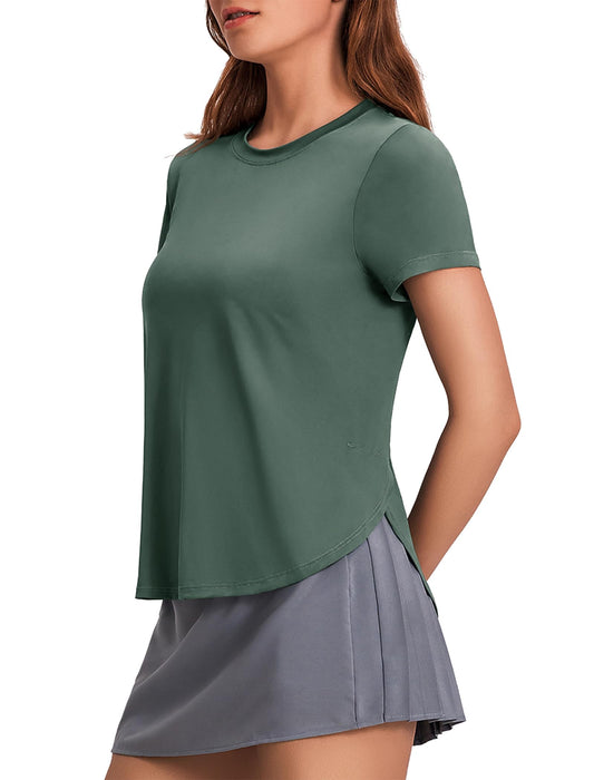 Women’s UPF 50+ Short Sleeve Workout Top with Side Slits