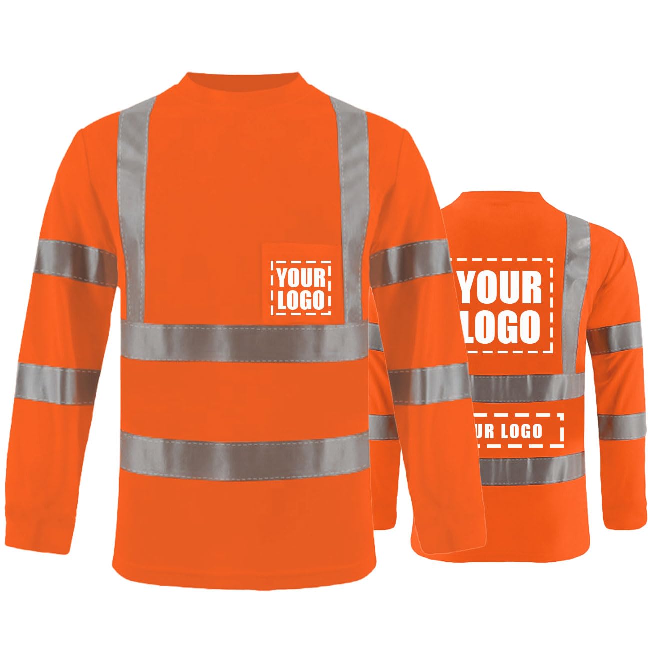 Unisex High Visibility Long Sleeve Reflective Safety Shirt with Pocket