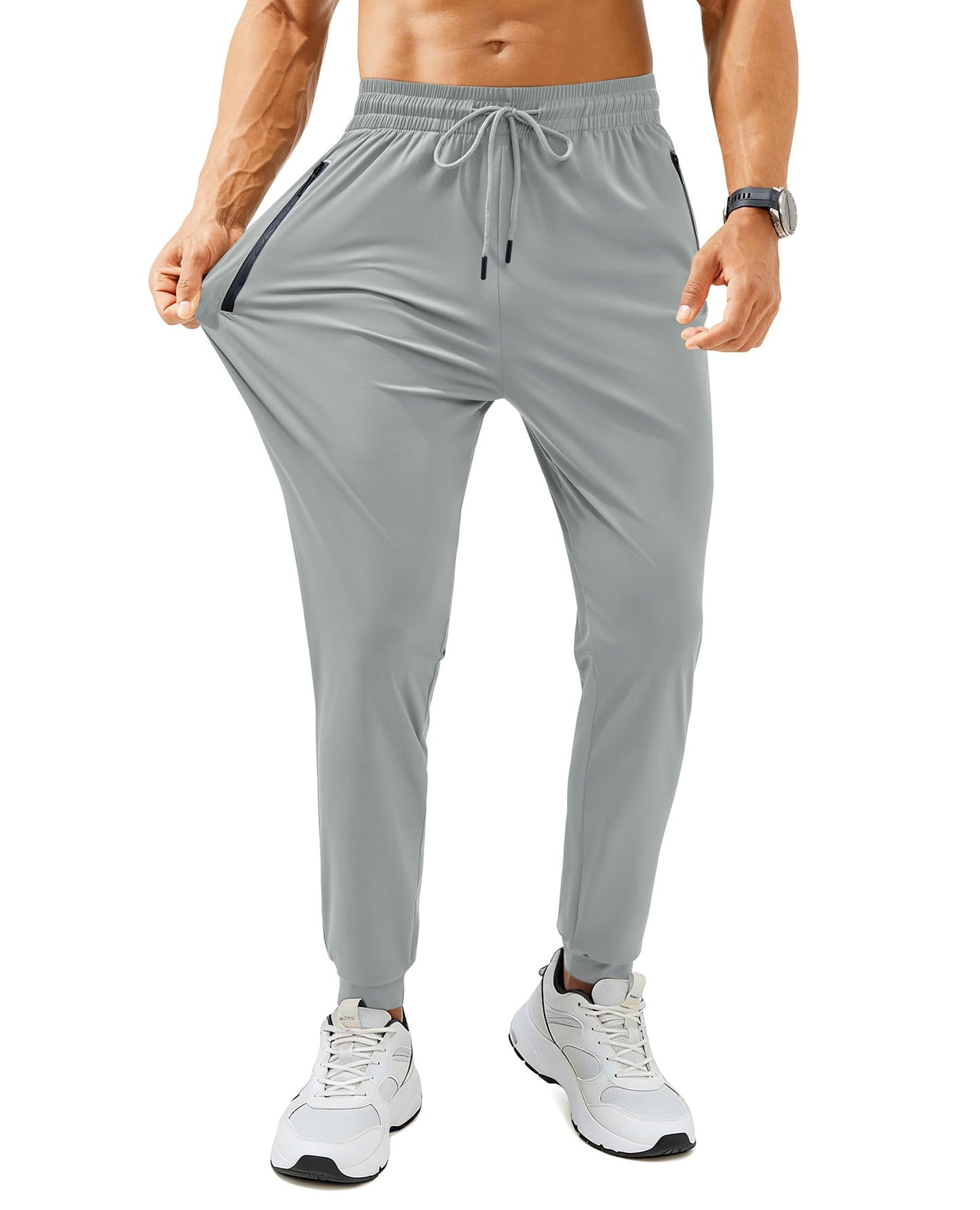 Men’s Lightweight Athletic Joggers with Zipper Pockets