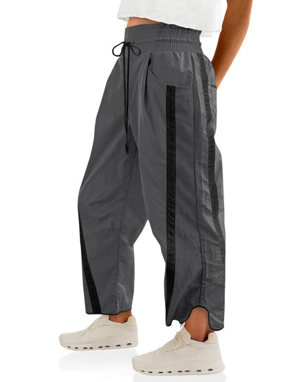 Women’s Baggy Wide Leg Track Pants with Drawstring Waist