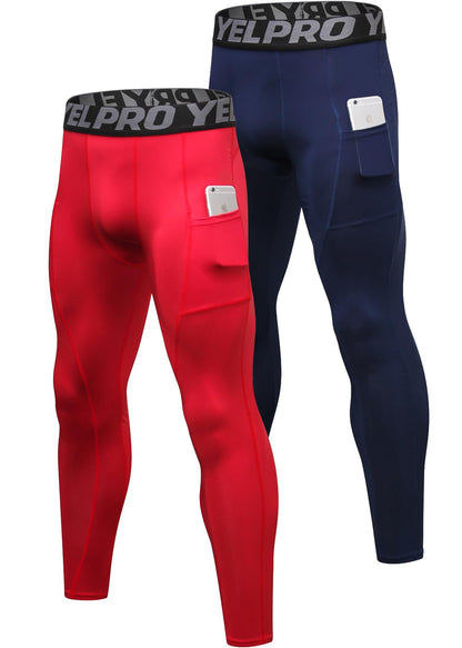Men’s 3-Pack Compression Leggings with Pockets