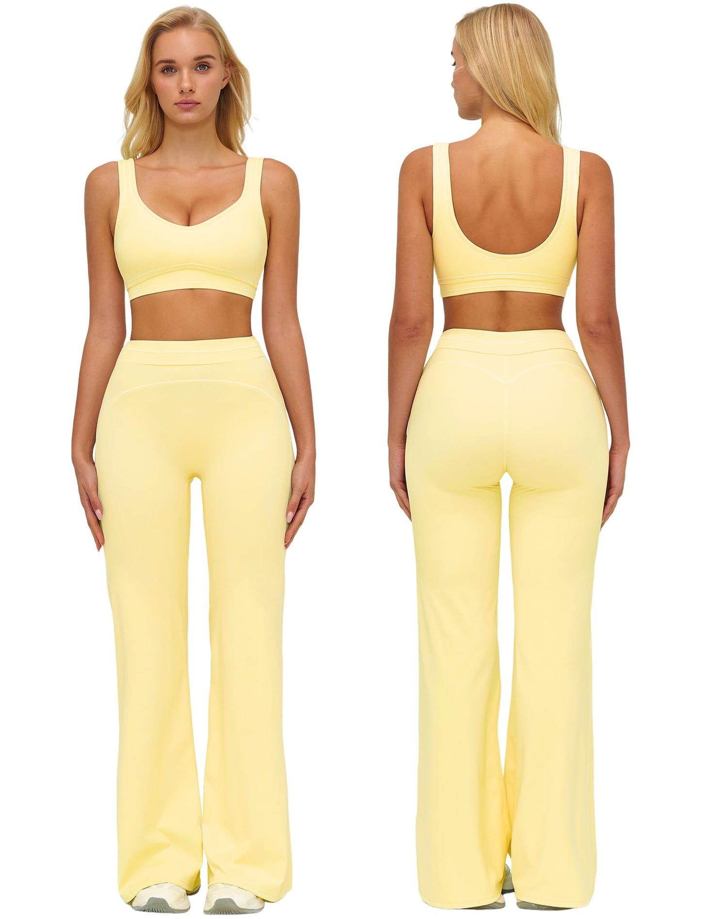 Women’s 2-Piece Workout Set with Racerback Top and Wide Leg Pants