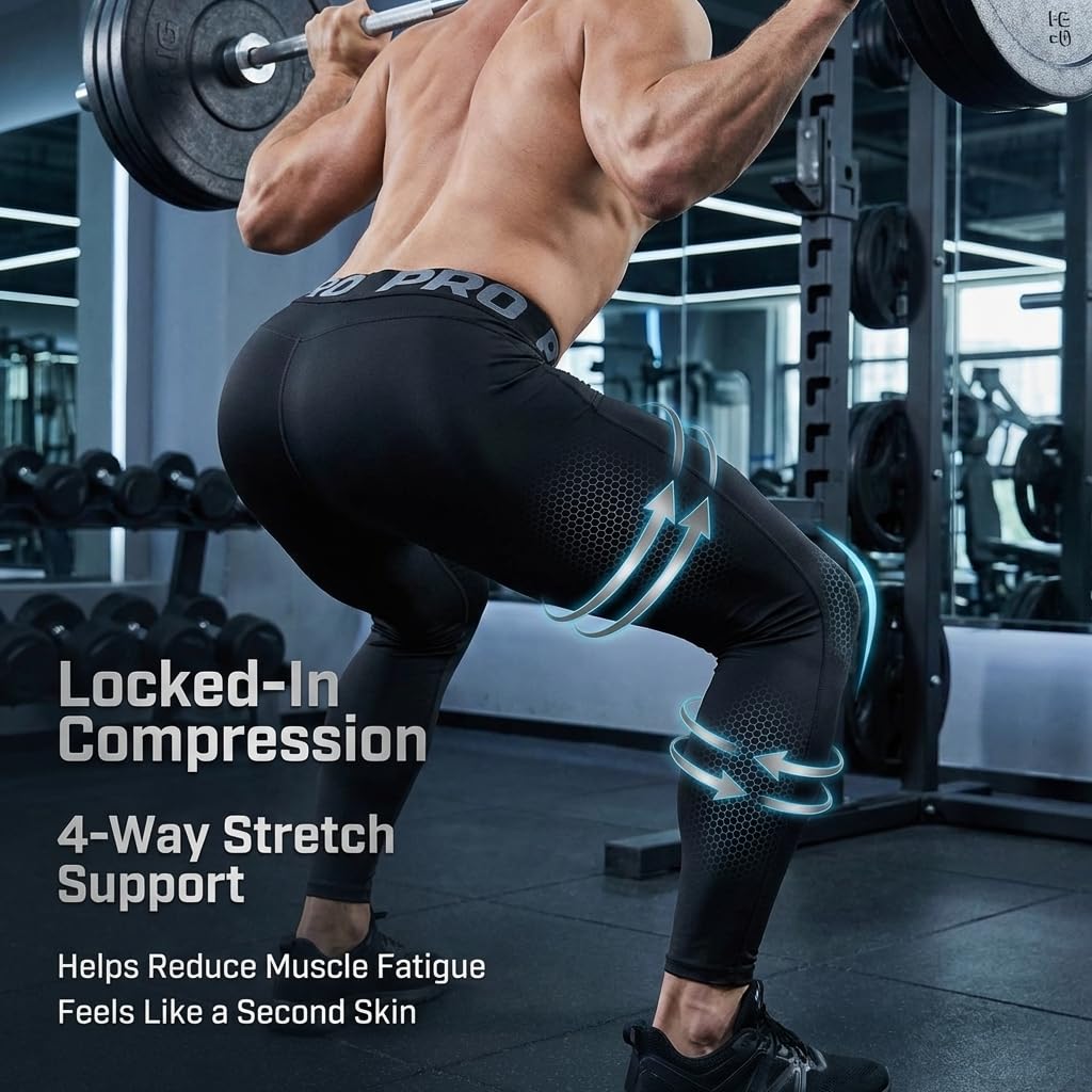 Men’s Camouflage Compression Base Layer Leggings 5-Pack
