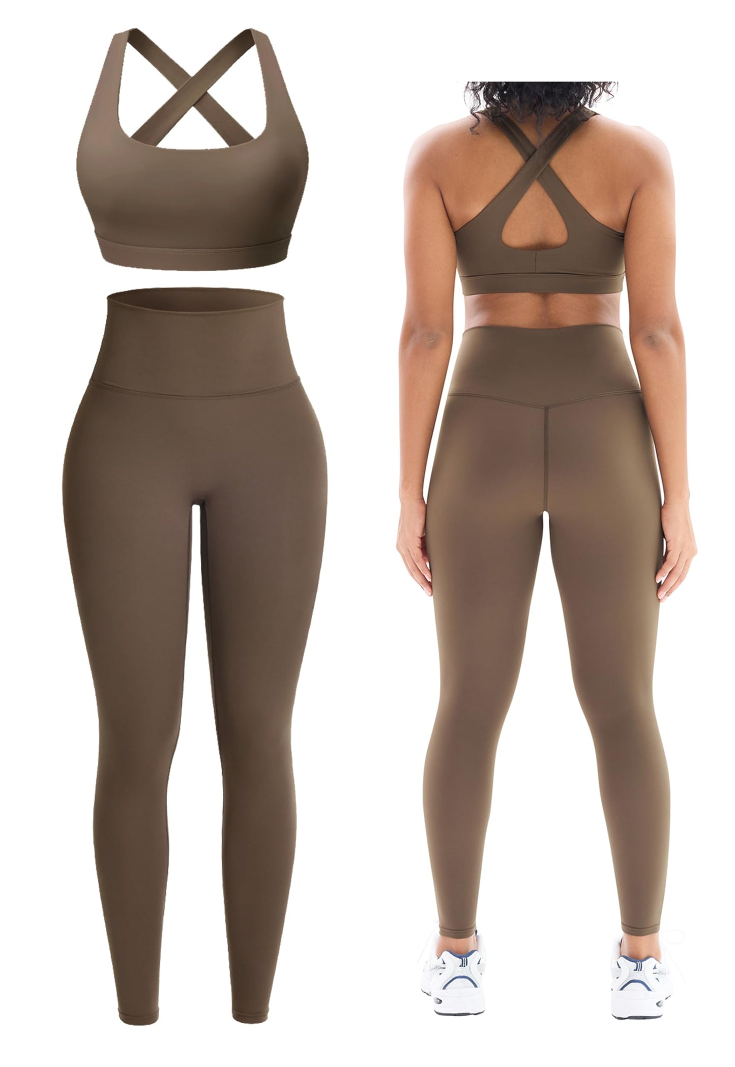 Women’s 2-Piece Seamless Workout Set with Sports Bra and High Waist Leggings