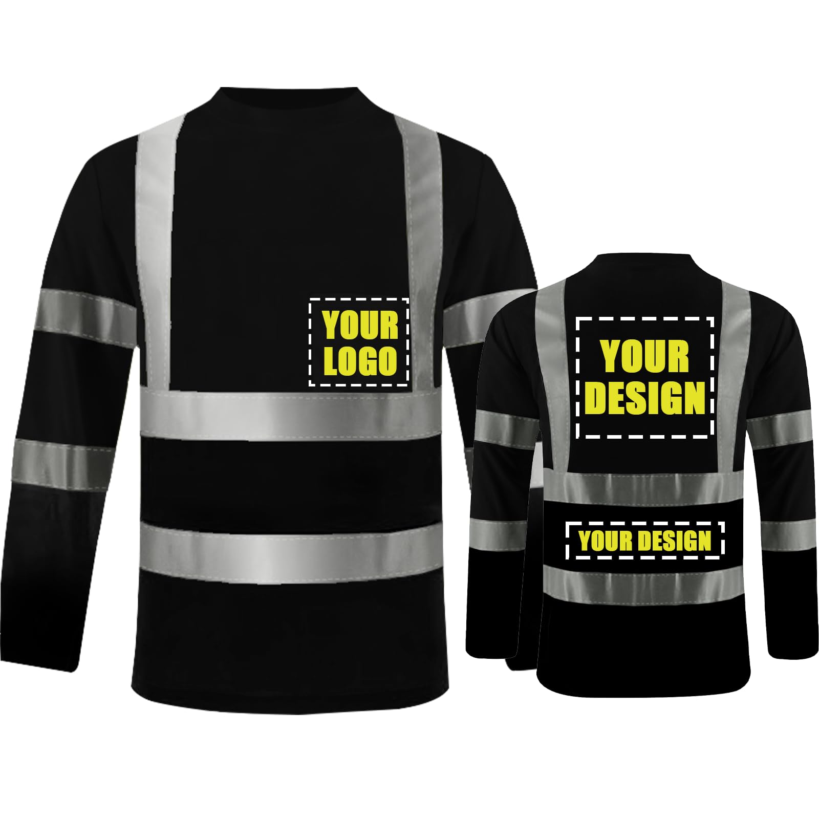 Unisex High Visibility Long Sleeve Reflective Safety Shirt with Pocket